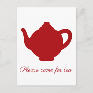 Tea modern röd tekanna vykort