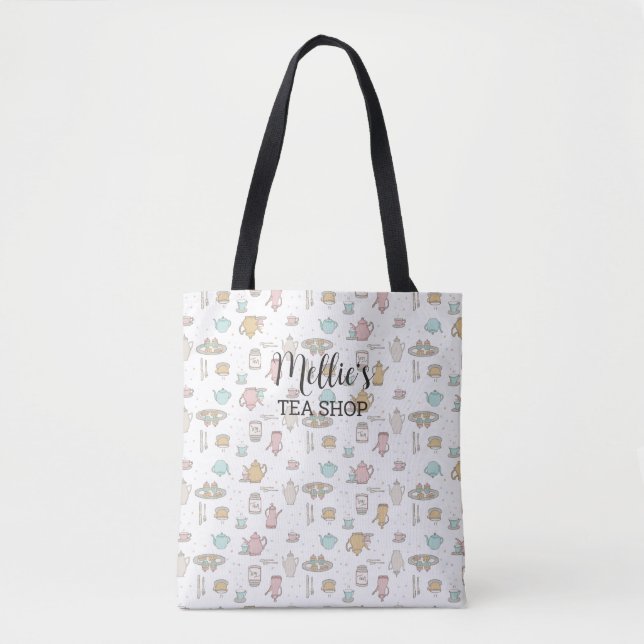 Tea Mönster Shoulder Tote Bag Tygkasse (Framsida)