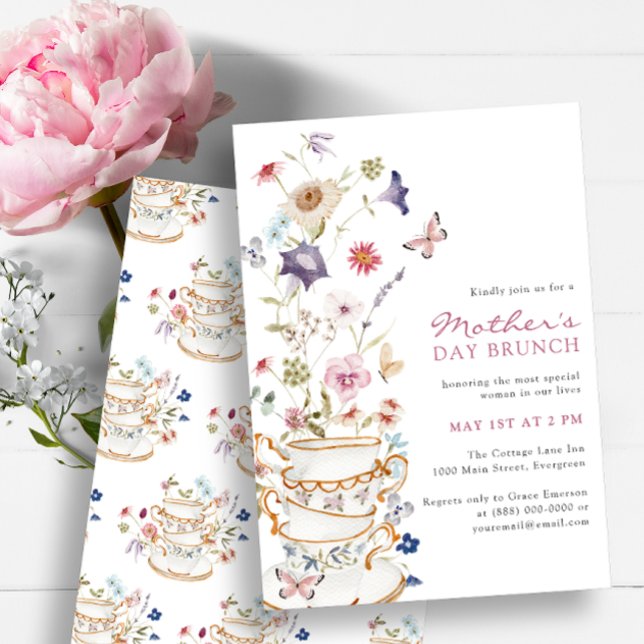 Tea Mors dag Inbjudningar (Tea Mother's Day Invitation by Painted Paperie)