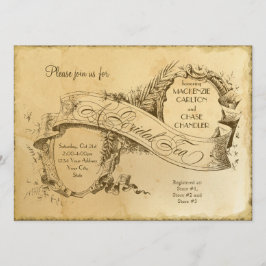 Tea Nedfläckad Vintage bröllop 1 - inbjudan Inbjud