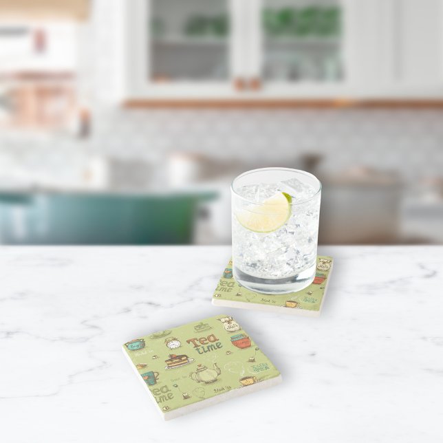 Tea och Honung Tea Time i Grönt Stenunderlägg (Skapare uppladdad)