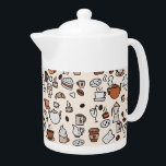 Tea och kaffebutiksobjekt Mönster<br><div class="desc">Cafe- eller kaffebrackerage på beige.</div>