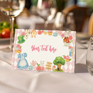 Tea Party Alice i Onederland Birthday Food Tält Placeringskort