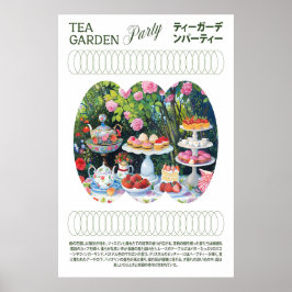 Tea Party Art Print Pastel Cakes, Teapots, Floral Poster