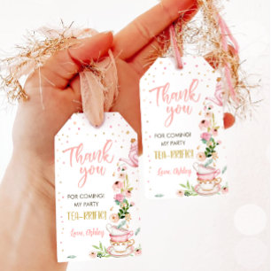 Tea Party Baby andas Rosa Baby Shower Presentetikett