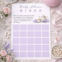 Tea party Baby Shower Bingo Game