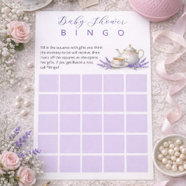 Tea party Baby Shower Bingo Game Brevpapper