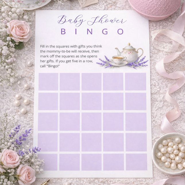 Tea party Baby Shower Bingo Game Brevpapper (Skapare uppladdad)