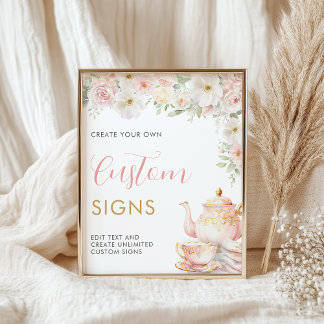 Tea Party Baby Shower Custom Sign - 8x10 Poster