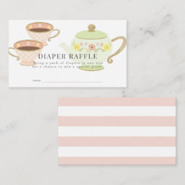 Tea Party Baby Shower Diaper Raffle Biljett Tilläggskort