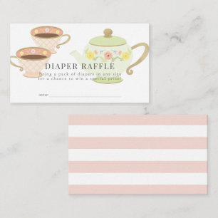 Tea Party Baby Shower Diaper Raffle Biljett Tilläggskort