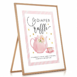Tea Party Baby Shower Diaper Raffle Sign