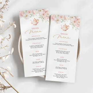 Tea Party Baby Shower Drink Menu Meny