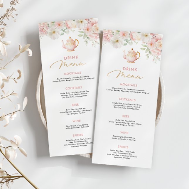 Tea Party Baby Shower Drink Menu Meny (Tea Party Baby Shower Drink Menu
)