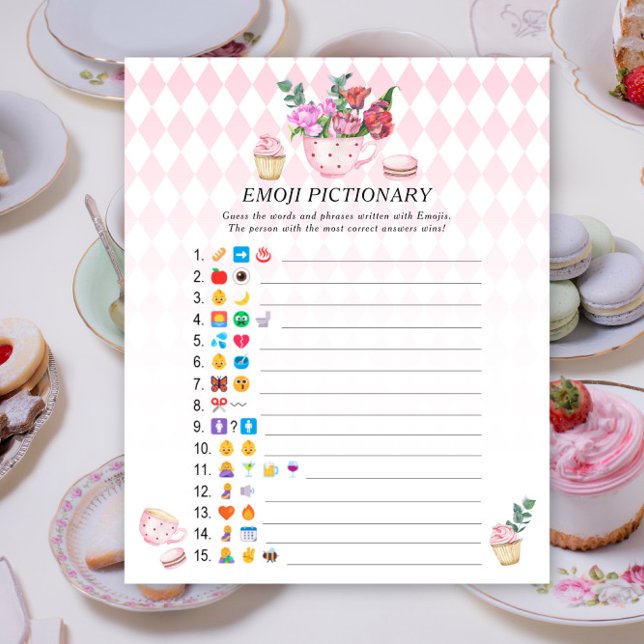Tea party baby shower Emoji pictionary game (Skapare uppladdad)