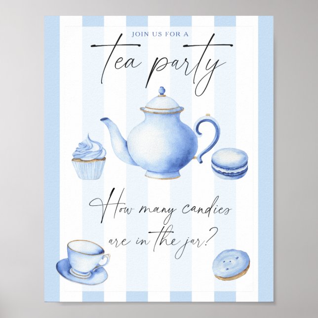 Tea Party baby shower Gissa hur många godisar Poster (Framsidan)