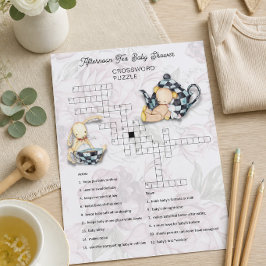 Tea Party Baby Shower Korsords Pusskort