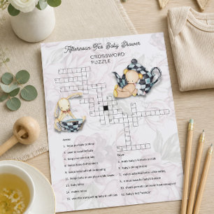 Tea Party Baby Shower Korsords Pusskort