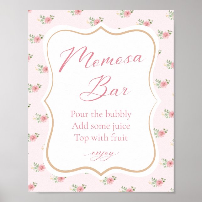 Tea Party Baby Shower Momosa Bar Poster (Framsidan)
