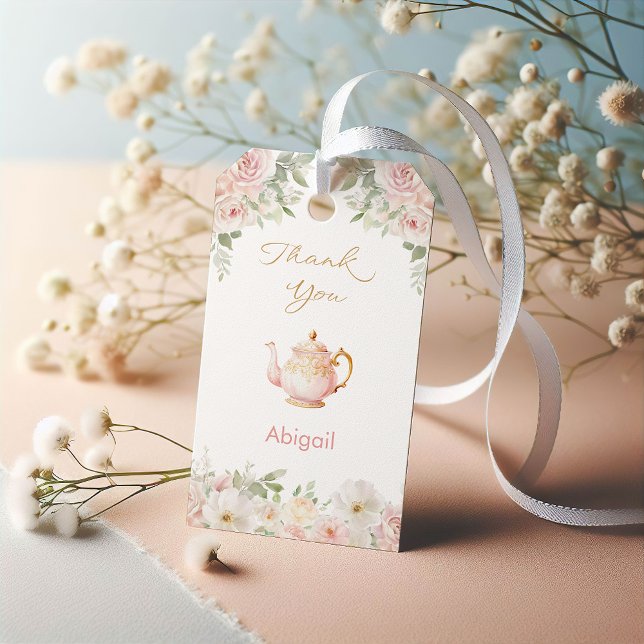 Tea Party Baby Shower Presentetikett (Tea Party Baby Shower Gift Tags)