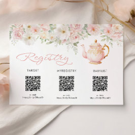 Tea Party Baby Shower Registry Card Enclosure Tilläggskort