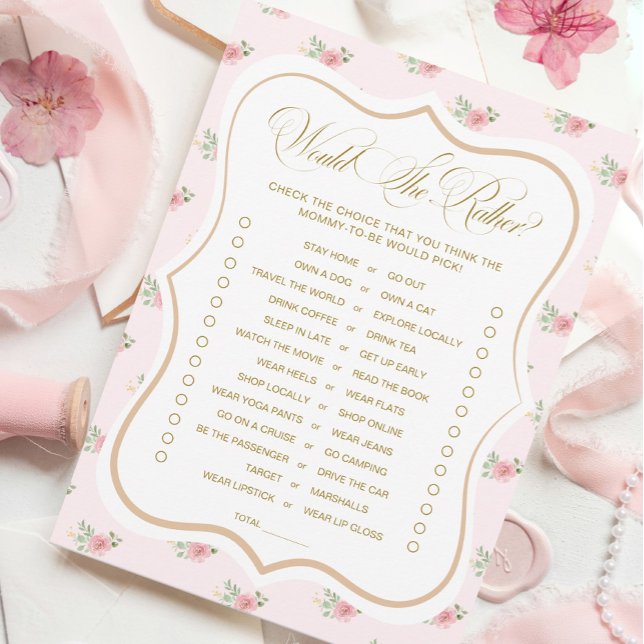 Tea Party Baby Shower, skulle hon hellre byta joke Inbjudningar (Skapare uppladdad)