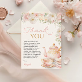 Tea Party Baby Shower Thank You Card Tack Kort