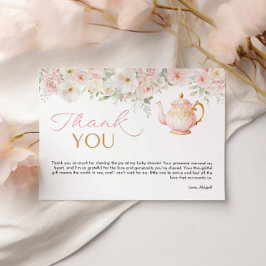 Tea Party Baby Shower Thank You Card Tack Kort