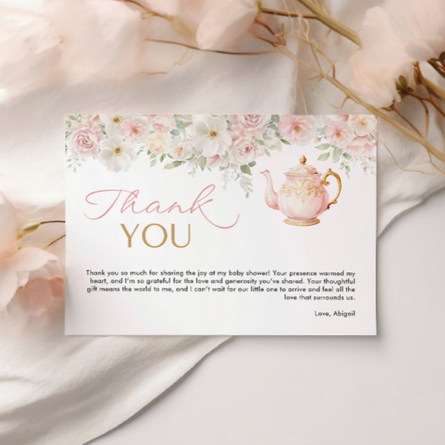Tea Party Baby Shower Thank You Card Tack Kort (Tea Party Baby Shower Thank You Card)