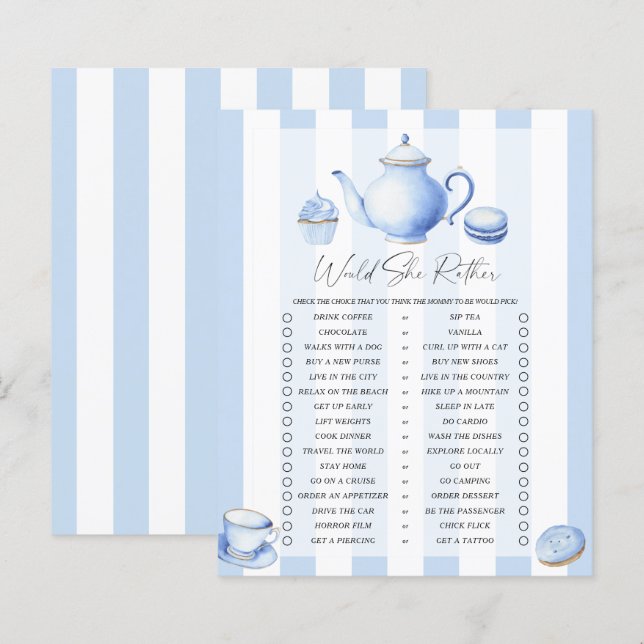 Tea party babydusch skulle hon hellre spela än spe (Fram/baksida)