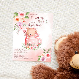 Tea party babydusch teddy mugg budget inbjudan