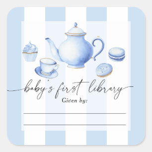 Tea Party-barnvigning - Barnets första bibliotek Fyrkantigt Klistermärke