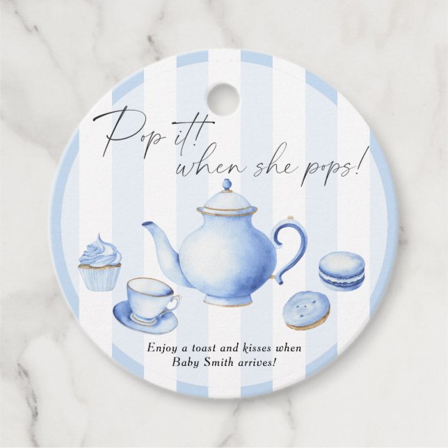 Tea Party Bebisdusch - Knalla på! När hon knallar! Gåvor Etiketter (Framsida)