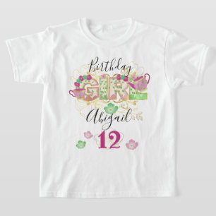 Tea Party Birthday Girl   BLOMMIGTENS ANPASSNINGSB T Shirt