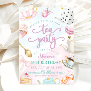 Tea Party Birthday Inbjudan, Par-tea Inbjudan, Gir Inbjudningar