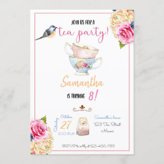 Tea Party Birthday Invitation, Tea Invitation Inbjudningar