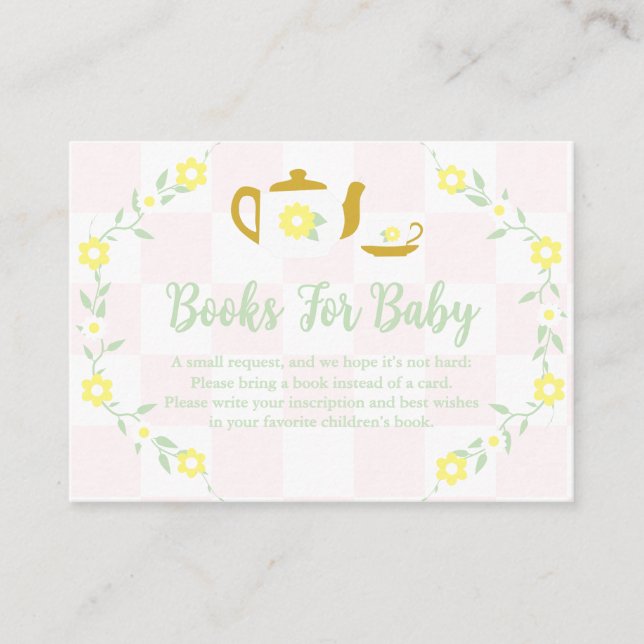 Tea Party Blommig Bebis Shower Böcker För Bebis Tilläggskort (Framsida)