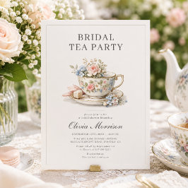 Tea Party Blommig Bröllopsfest Inbjudningar
