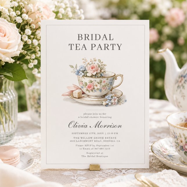 Tea Party Blommig Bröllopsfest Inbjudningar (Skapare uppladdad)