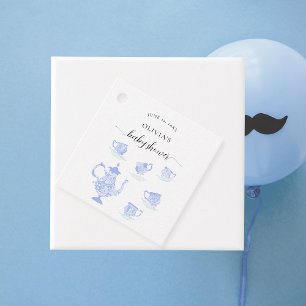 Tea Party Blue China Sweet Snöre Boy Shower Gåvor Etiketter