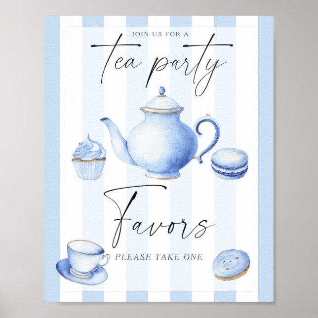 Tea Party Boy Baby-duschfavoriter Poster (Framsidan)