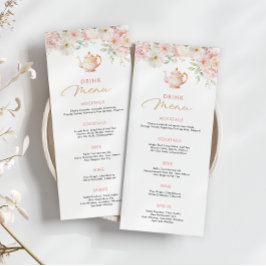 Tea Party Bridal Shower Drink Menu Meny