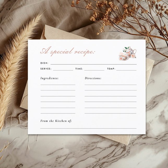 Tea Party Bridal Shower Recipe Card (Skapare uppladdad)