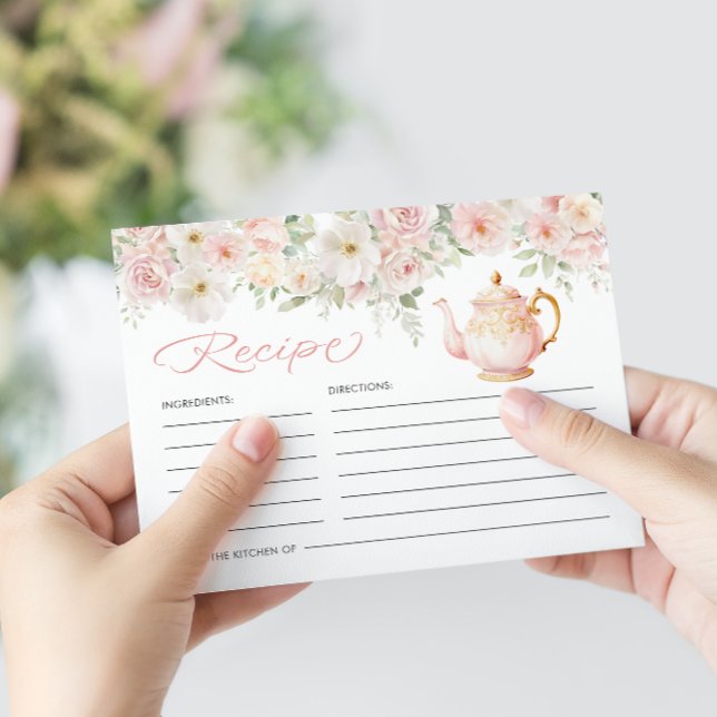 Tea Party Bridal Shower Recipe Tilläggskort (Tea Party Bridal Shower Recipe Enclosure Card
)