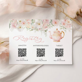 Tea Party Bridal Shower Registry Card Enclosure Tilläggskort