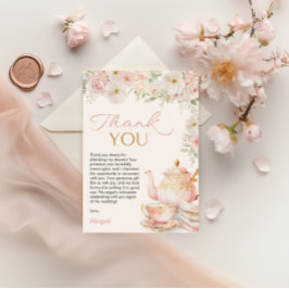 Tea Party Bridal Shower Thank You Card Tack Kort