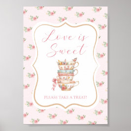 Tea Party Bröllops Shower Kärlek är Sött Förmån Poster