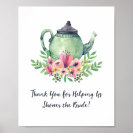 Tea Party Bröllopsdusch Dekoration Poster