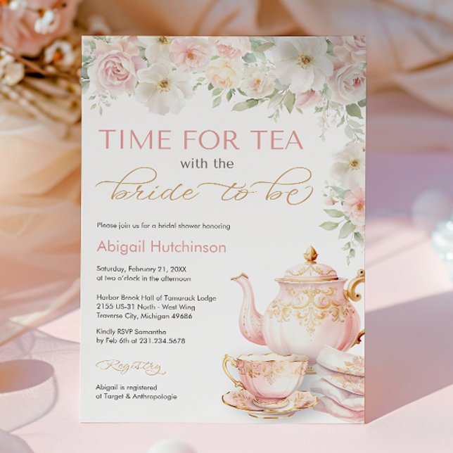 Tea Party Bröllopsdusch Inbjudan (Tea Party Bridal Shower Invitation
)
