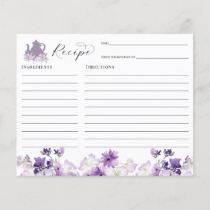 Tea Party Bröllopsdusch Receptkort